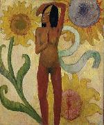 Paul Gauguin Caribbean Woman, or Female Nude with Sunflowers France oil painting artist